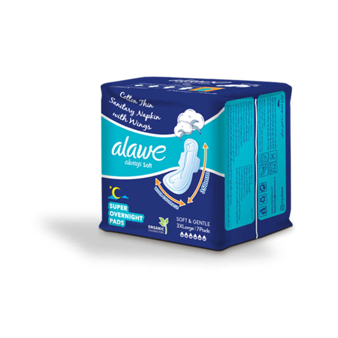 نوار بهداشتی بالدار فلاف نازک فوق العاده بزرگ کتان 7 عددی super overnight pads