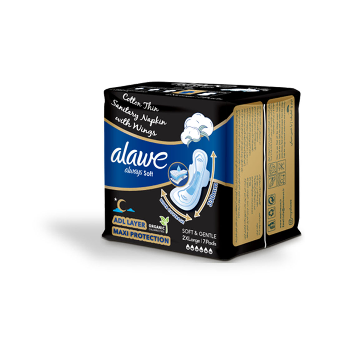نوار بهداشتی بالدار فلاف نازک خیلی خیلی بزرگ کتان 7 عددی Maxi protection