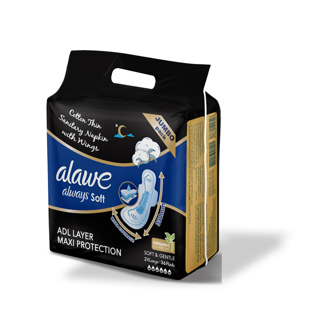 نوار بهداشتی بالدار فلاف نازک خیلی خیلی بزرگ کتان 36 عددی Maxi protection 